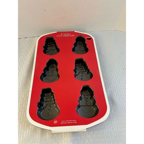 Wilton 2010 Snowman 6 mini Cavity Baking Pan 10 year Warranty NEW - Picture 2 of 5